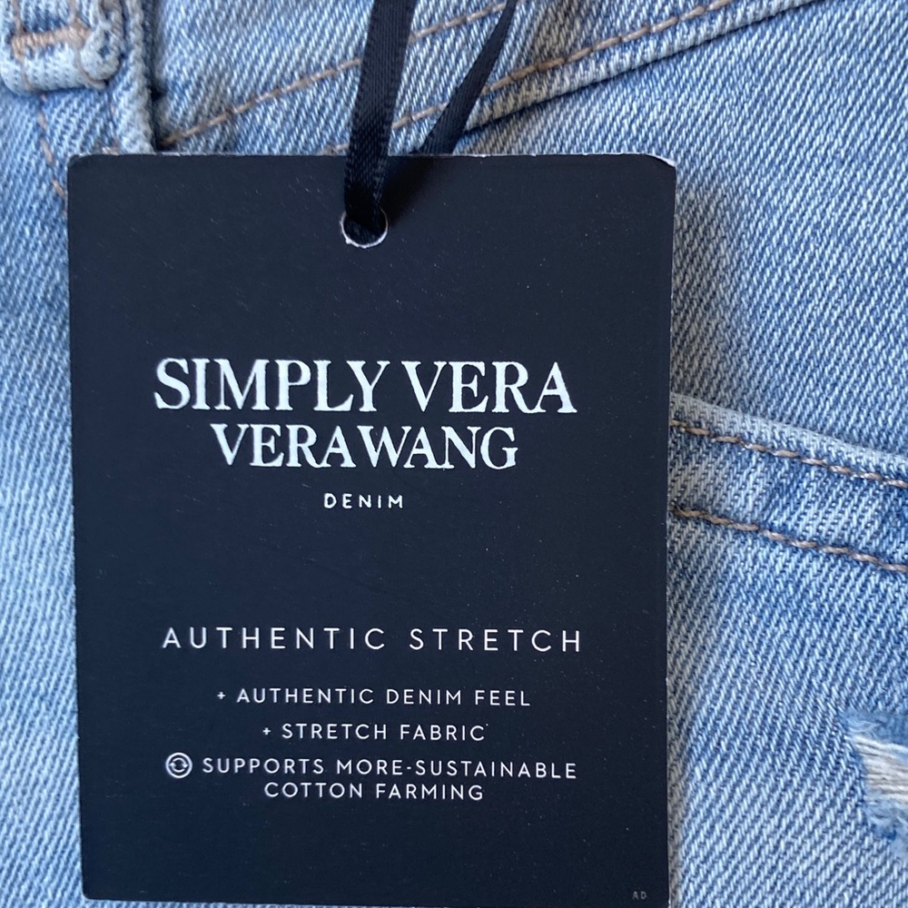 Simply Vera Vera Wang jean boyfriend crop jean distressed w authentic stretch 2 - Picture 5 of 17